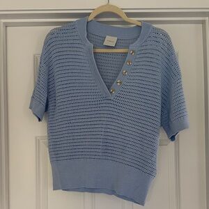 Never Worn Varley Callie Knit Top in Sky Blue Size Small